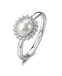 Brosway Stříbrný prsten se zirkony a perlou Fancy Infinite White FIW148 50 mm