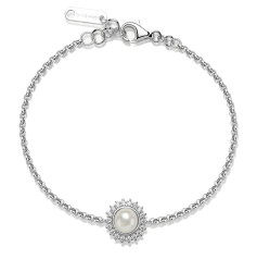 Brosway Třpytivý stříbrný náramek s perlou Infinite White Fancy FIW138