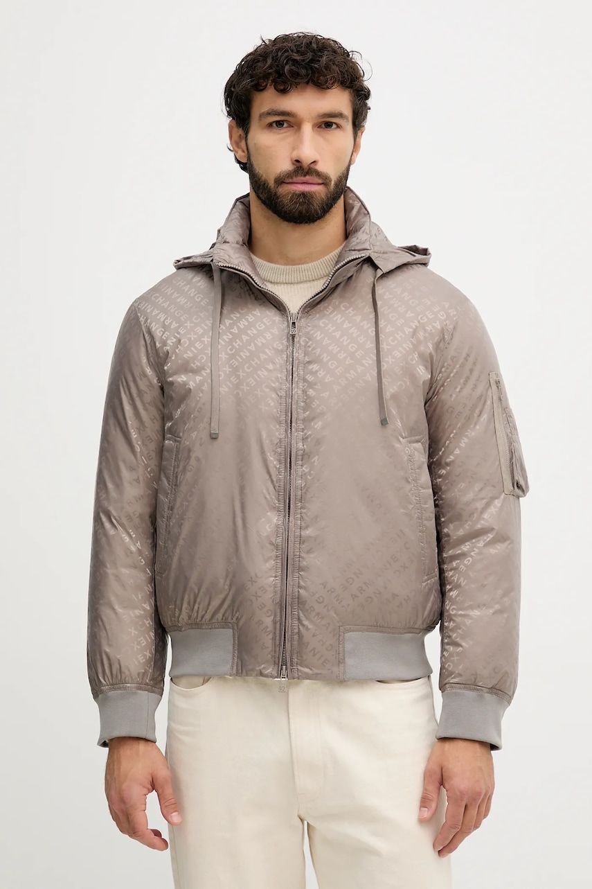 Bunda Armani Exchange hnědá barva, přechodná, XM001088 AF16592