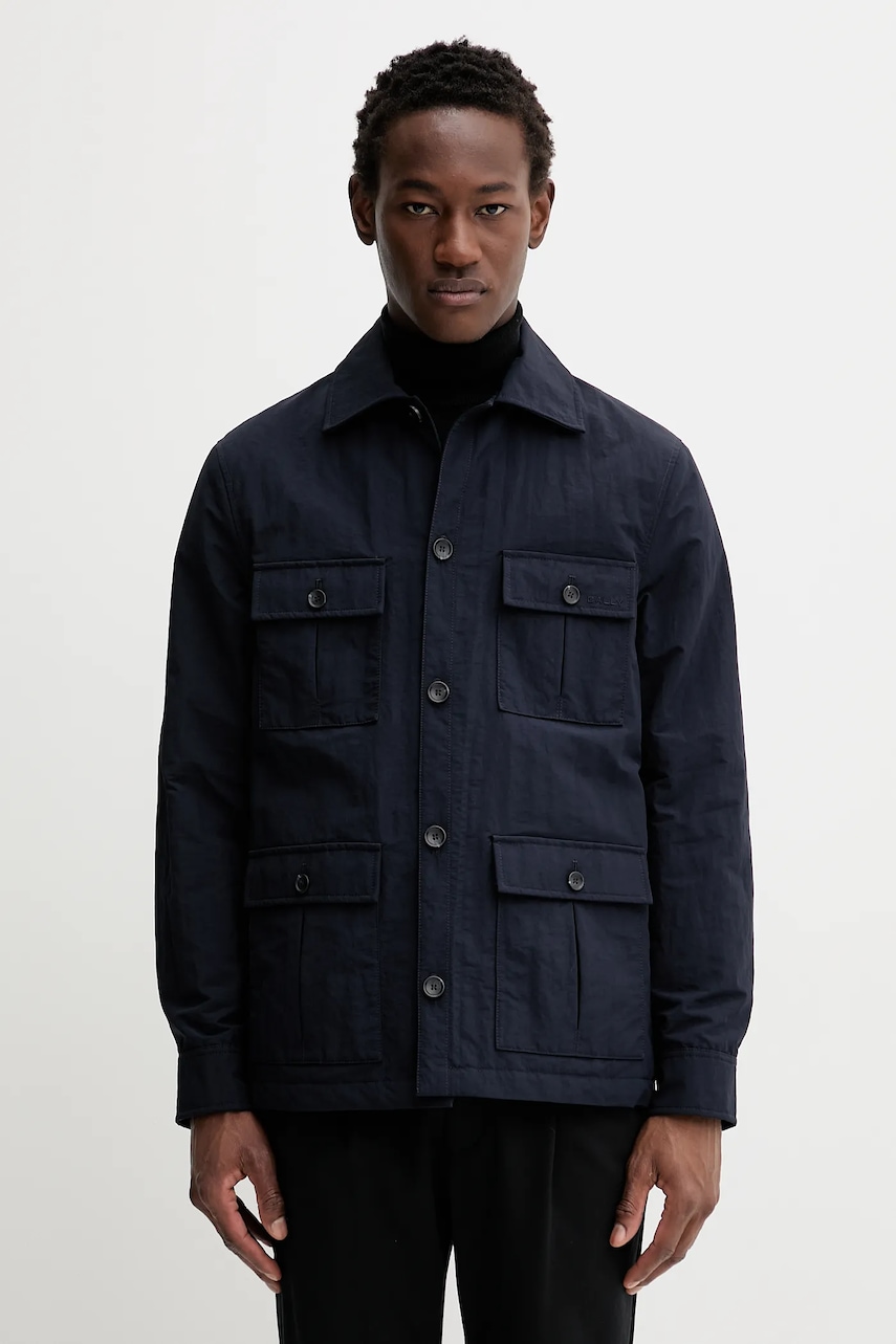 Bunda Bally tmavomodrá barva, přechodná, oversize, MOU0BN