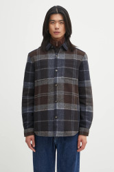 Bunda Barbour Chapter Tailored Check Overshirt tmavomodrá barva, přechodná, MOS0400TN38