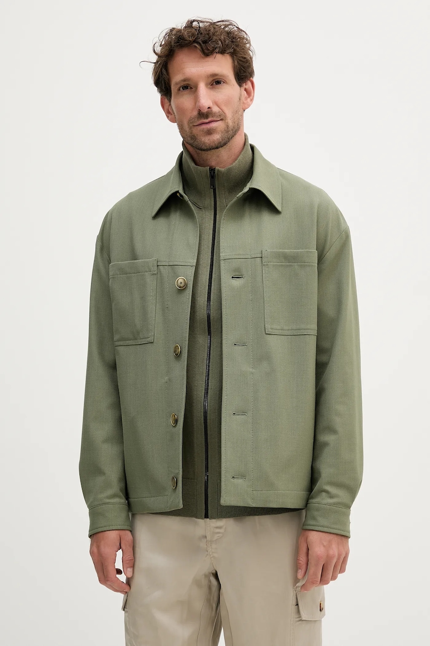 Bunda BOSS P-Craig-WG-253 zelená barva, přechodná, 50546059