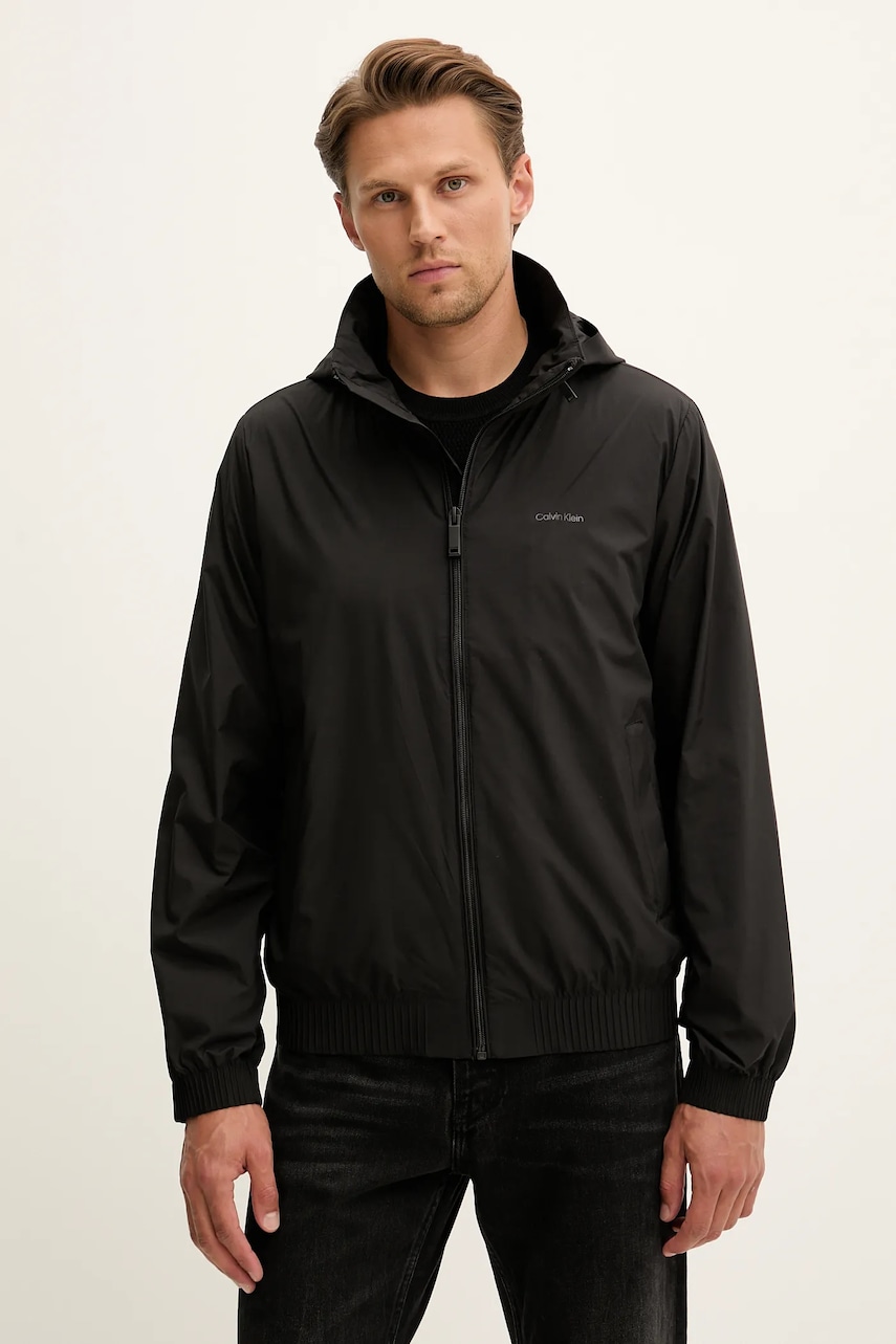 Bunda Calvin Klein černá barva, přechodná, LV04LC511G