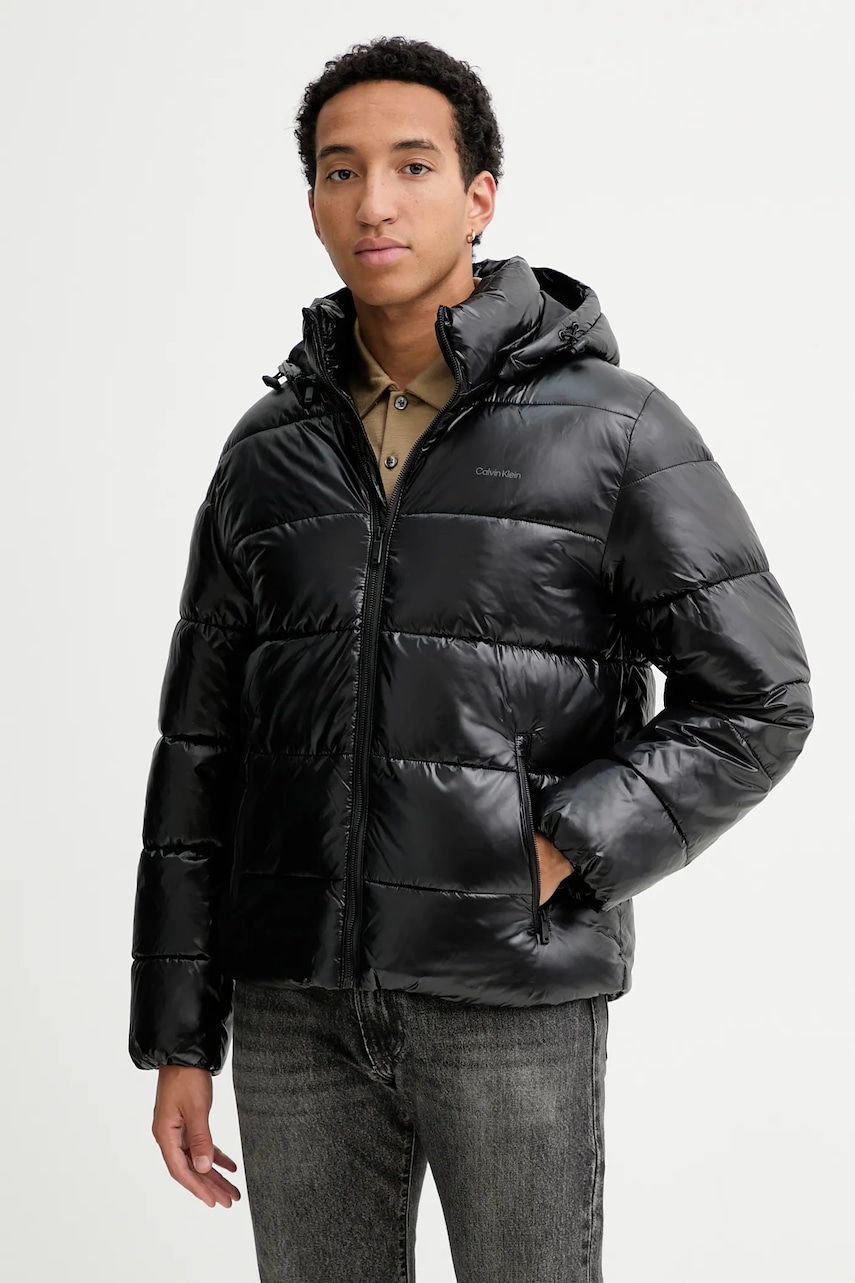 Bunda Calvin Klein černá barva, zimní, LV04LD539G