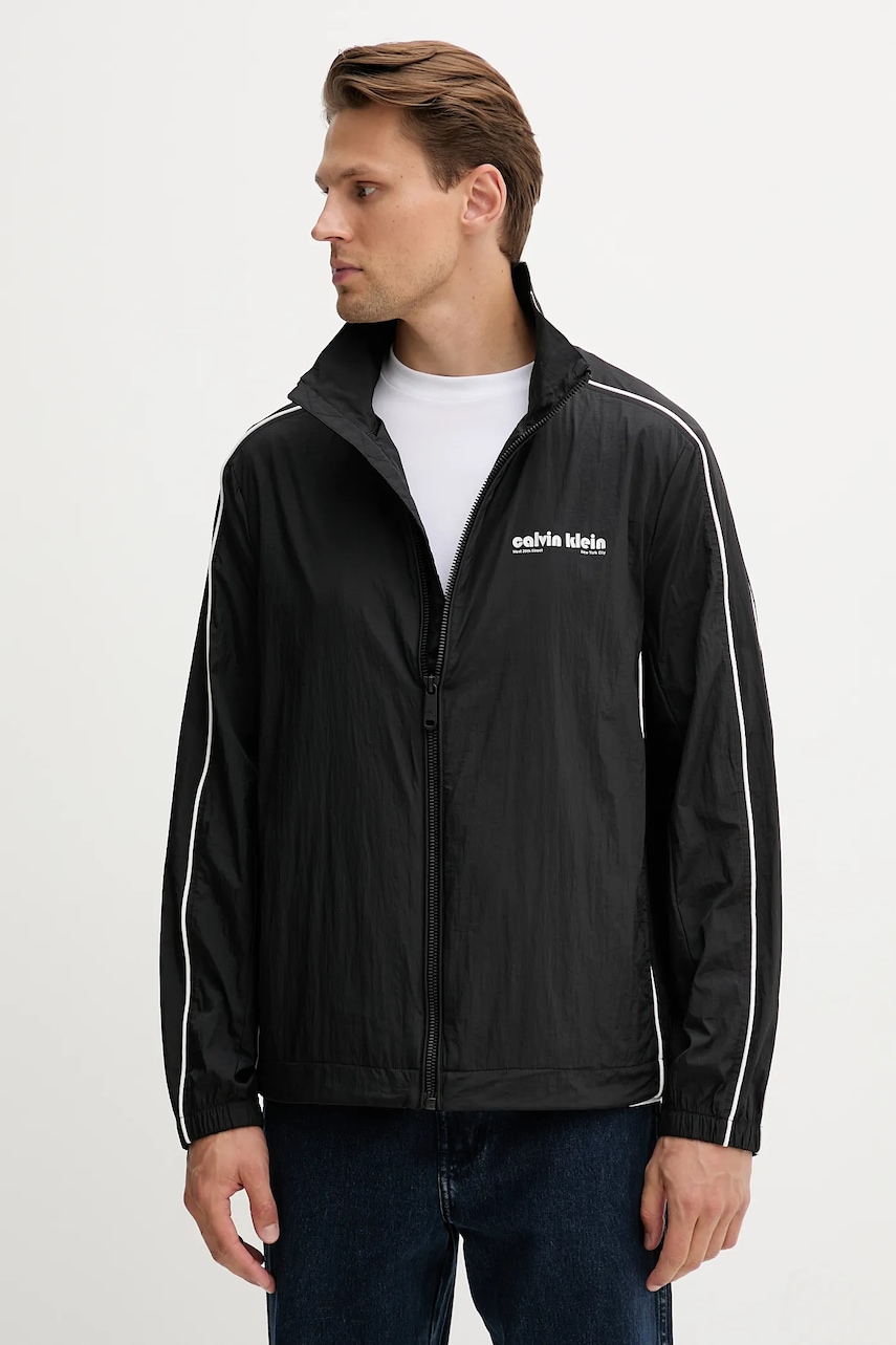 Bunda Calvin Klein Jeans černá barva, přechodná, oversize, LV04RC505G