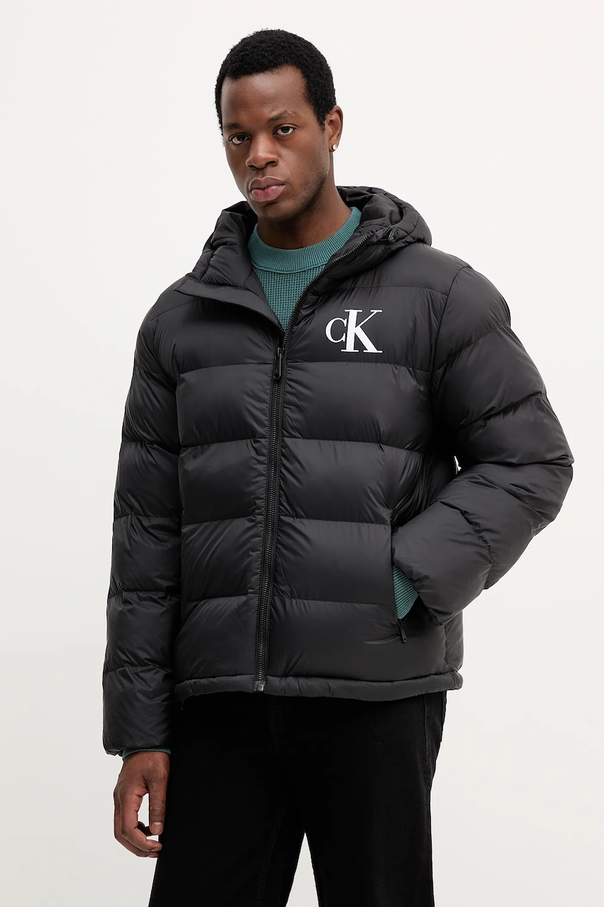 Bunda Calvin Klein Jeans černá barva, zimní, LV04RD528G