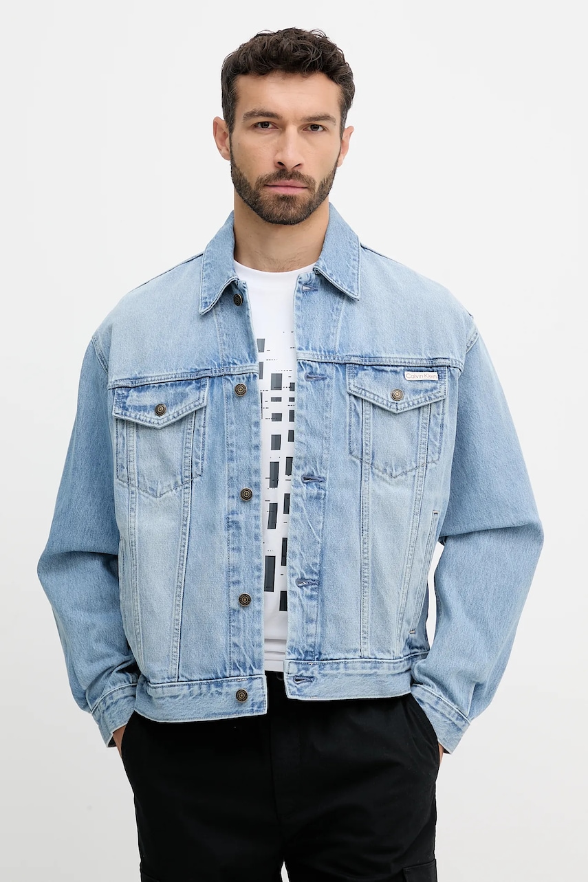 Bunda Calvin Klein Jeans modrá barva, přechodná, LV04RB794G