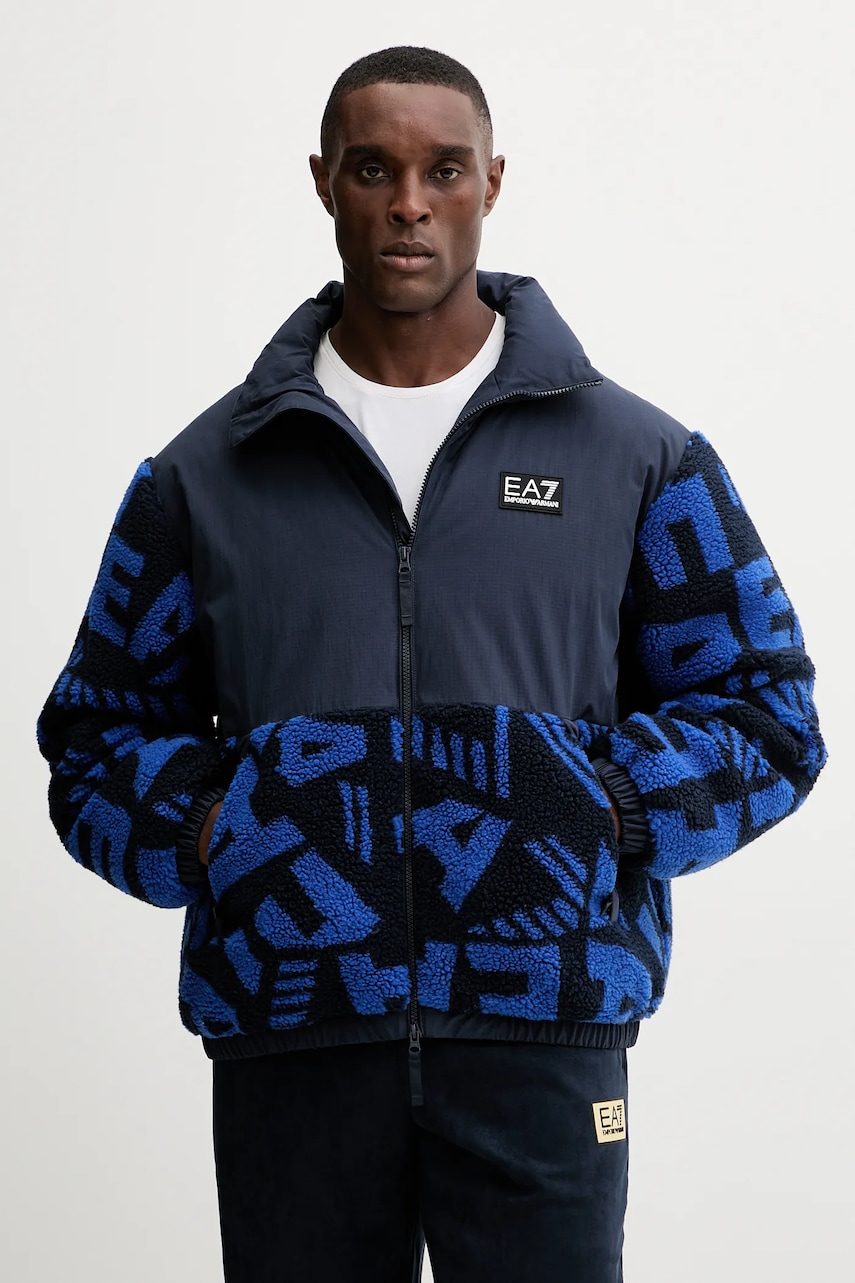 Bunda EA7 Emporio Armani modrá barva, zimní, oversize, AF16373.7M000720