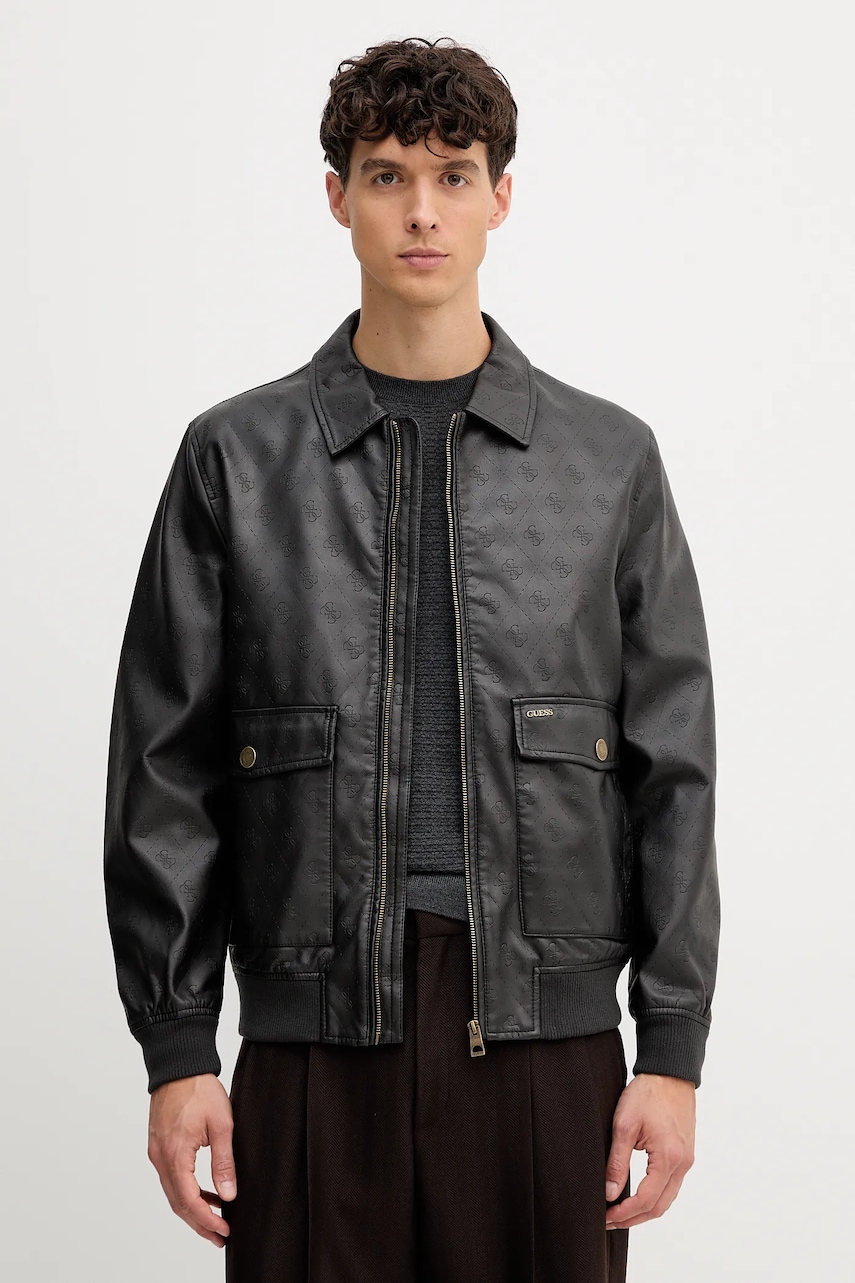 Bunda Guess černá barva, přechodná, M5YL01 WGUC0