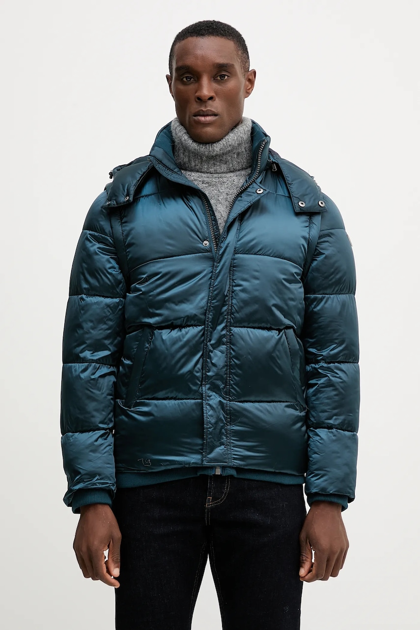 Bunda Guess tyrkysová barva, zimní, M5BL2L WGZF2