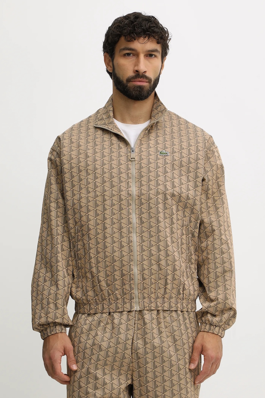 Bunda Lacoste béžová barva, přechodná, BH8902