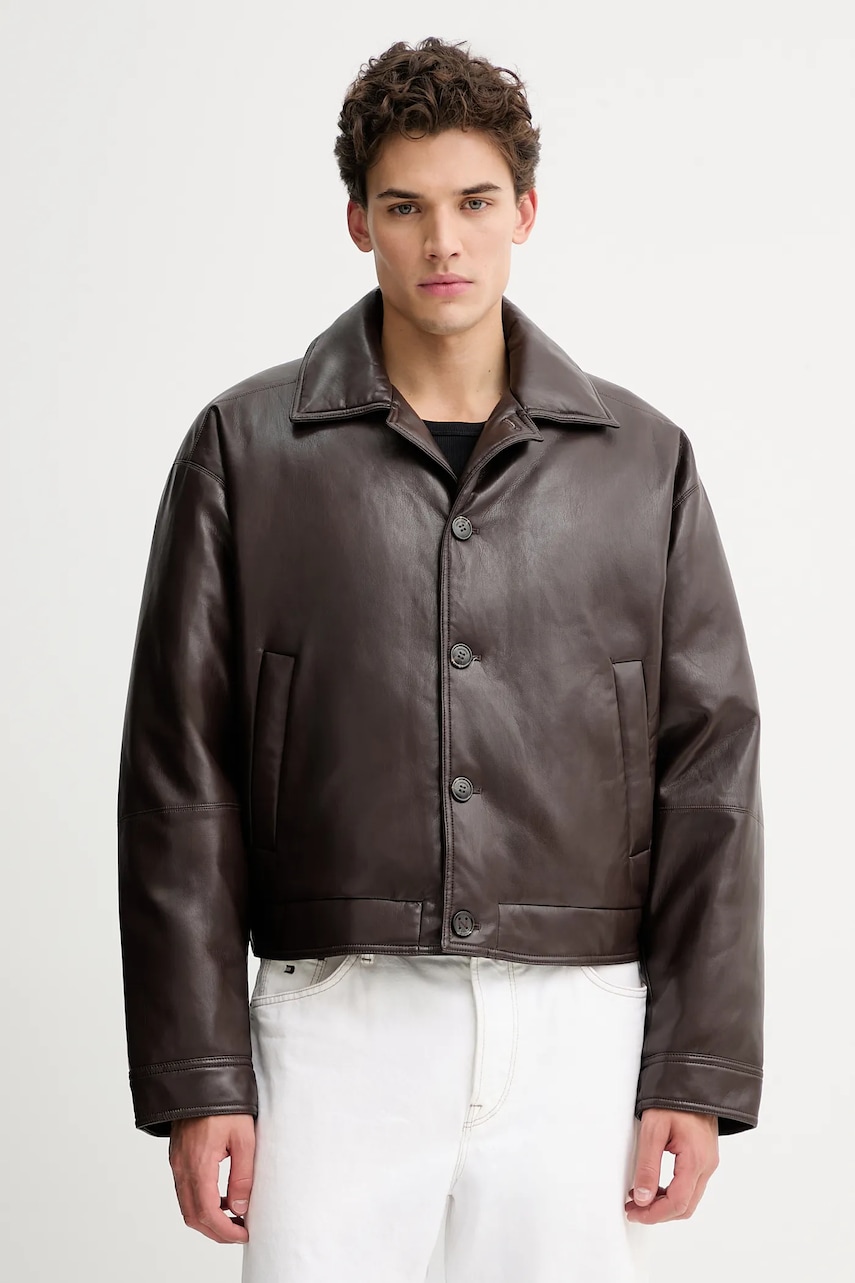 Bunda Nanushka NM25FWJK06678 hnědá barva, přechodná, ZALER