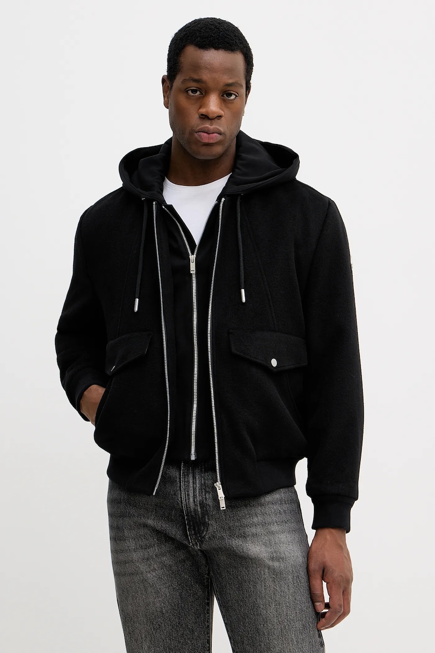 Bunda s příměsí vlny MOOSE KNUCKLES ELINGTON černá barva, oversize, M35MW404