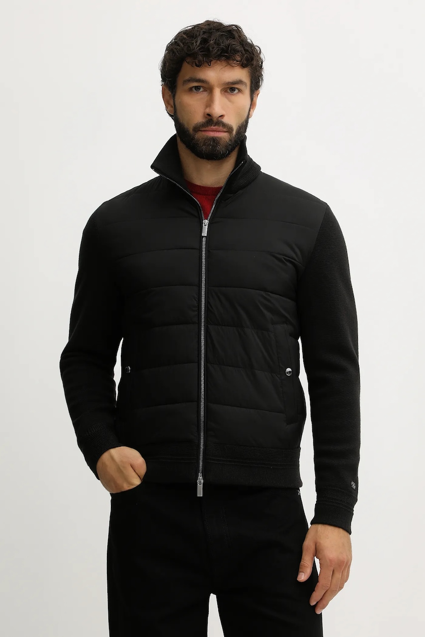 Bunda s příměsí vlny Tommy Hilfiger černá barva, MW0MW40774