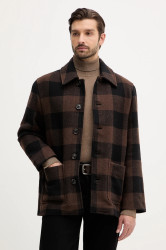 Bunda s příměsí vlny Tommy Hilfiger hnědá barva, MW0MW40623