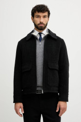 Bunda s příměsí vlny Trussardi černá barva, R003M000018N