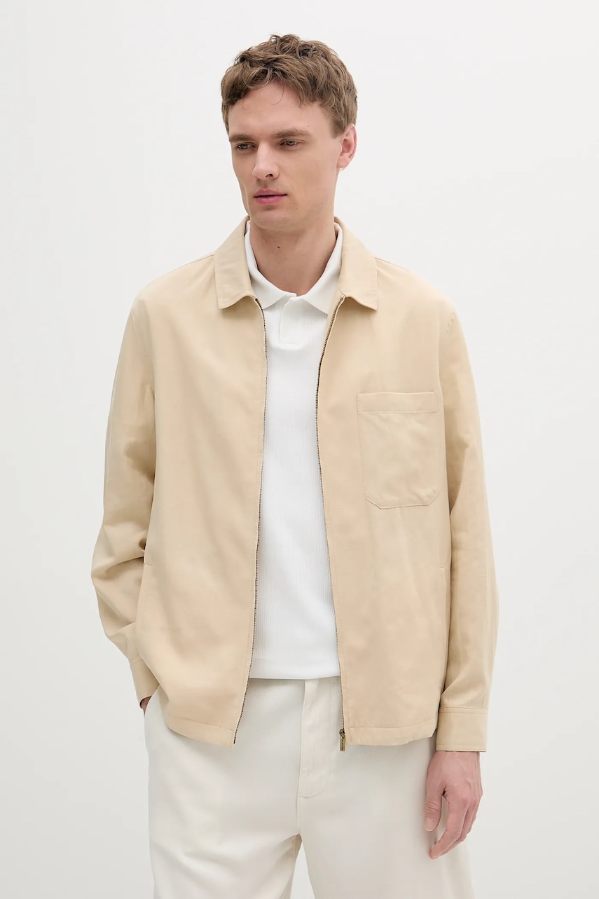 Bunda se lněnou směsí Marciano by Guess béžová barva, přechodná, 5GHL21 2310Z