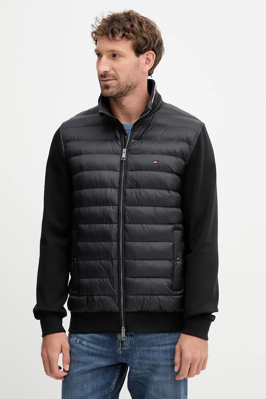 Bunda Tommy Hilfiger černá barva, přechodná, MW0MW41329