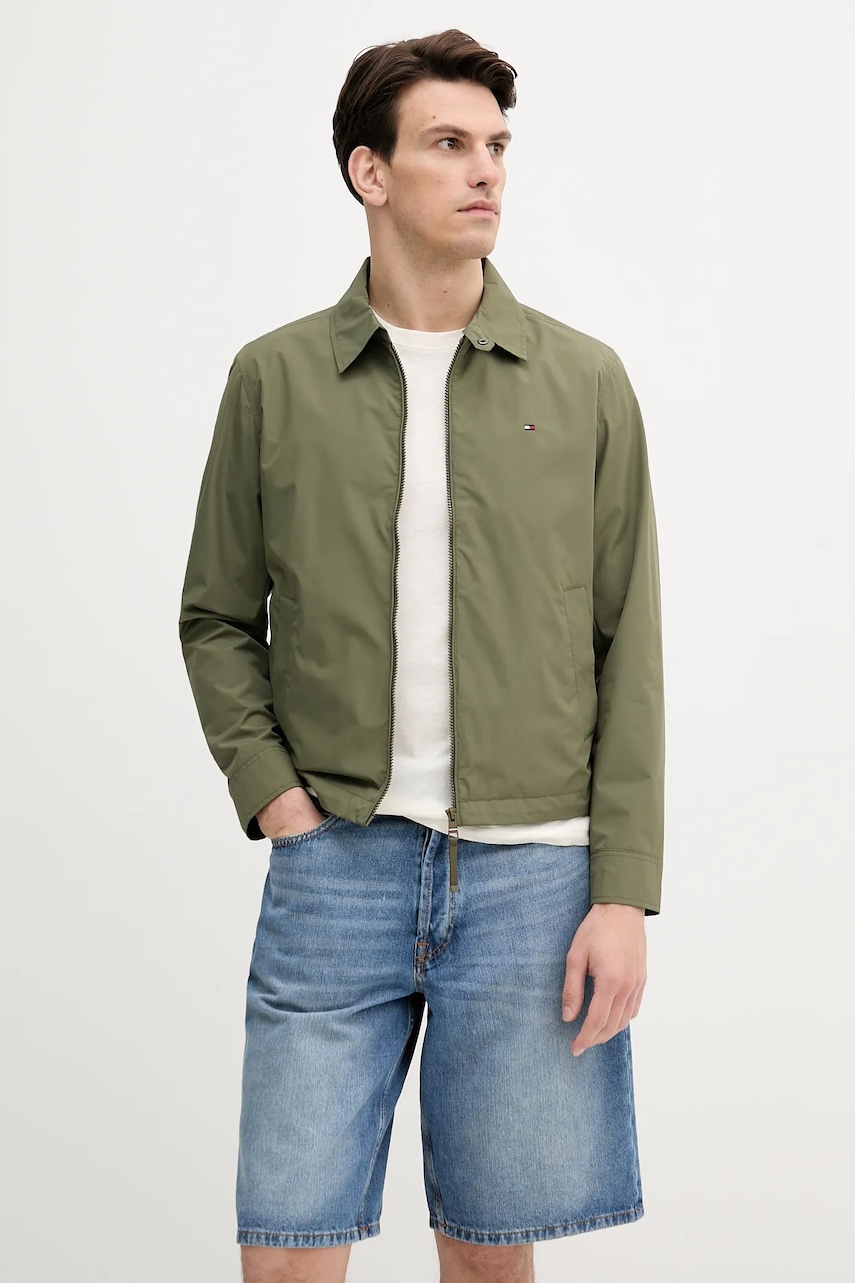 Bunda Tommy Hilfiger zelená barva, přechodná, MW0MW40582