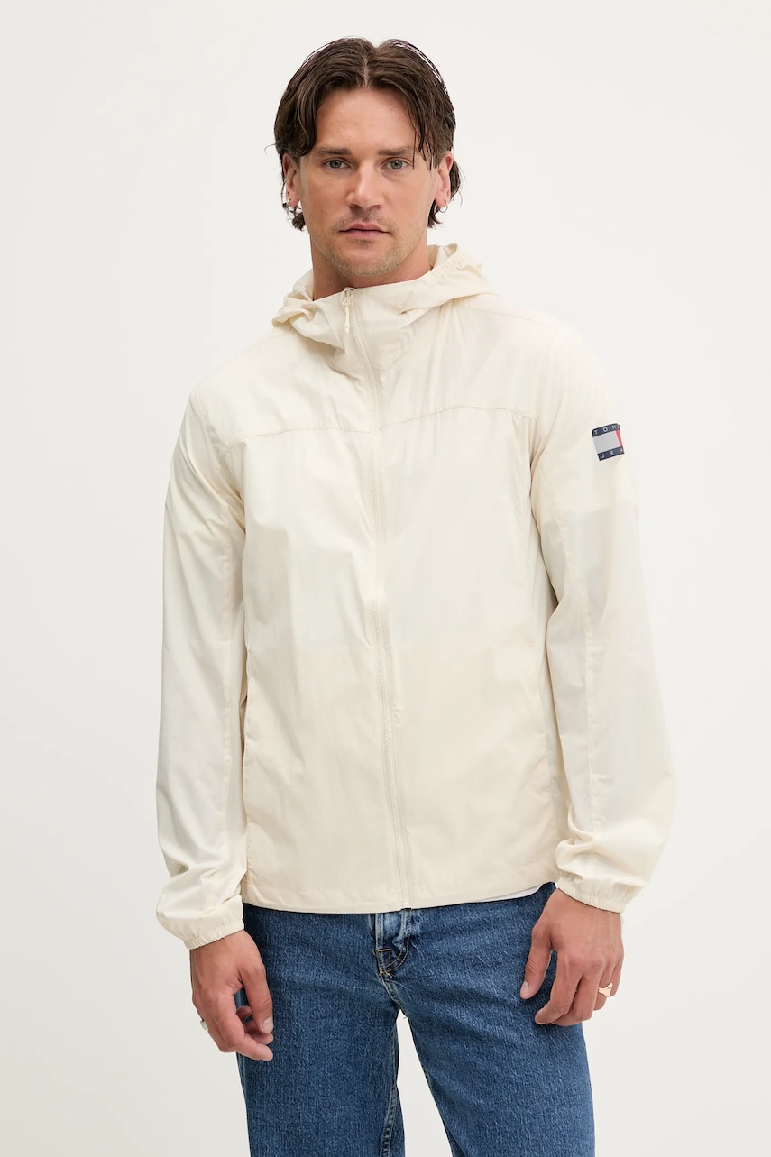 Bunda Tommy Jeans béžová barva, přechodná, DM0DM21669