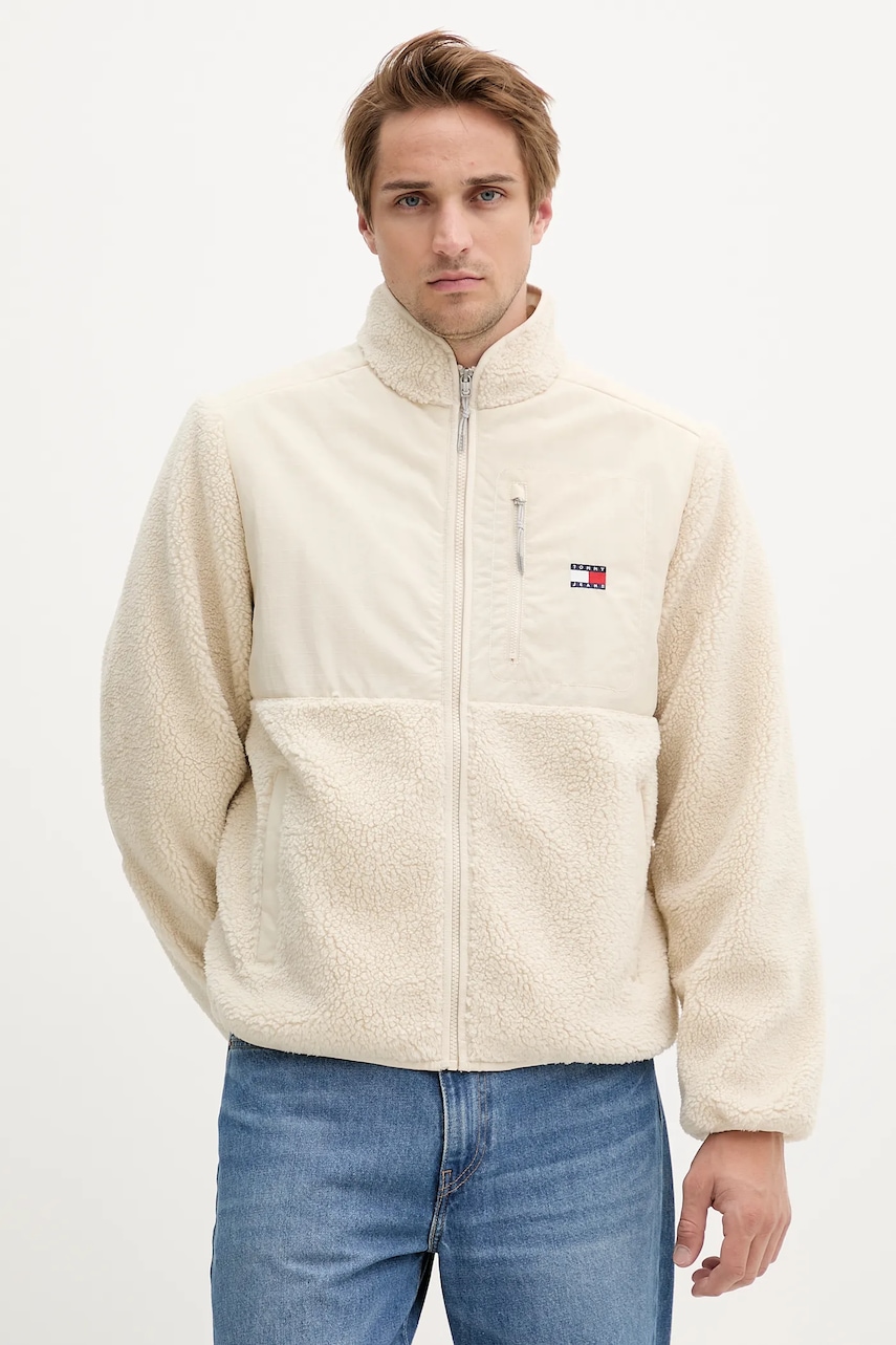 Bunda Tommy Jeans béžová barva, přechodná, DM0DM21682