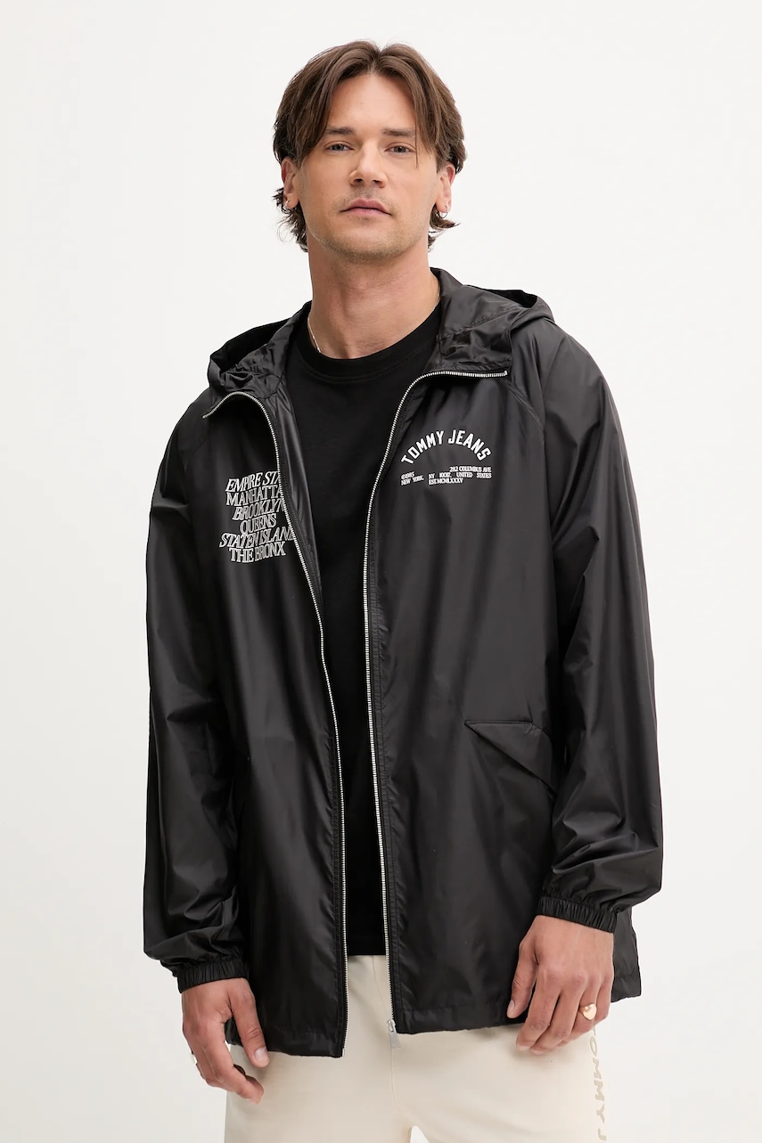 Bunda Tommy Jeans černá barva, přechodná, DM0DM21679