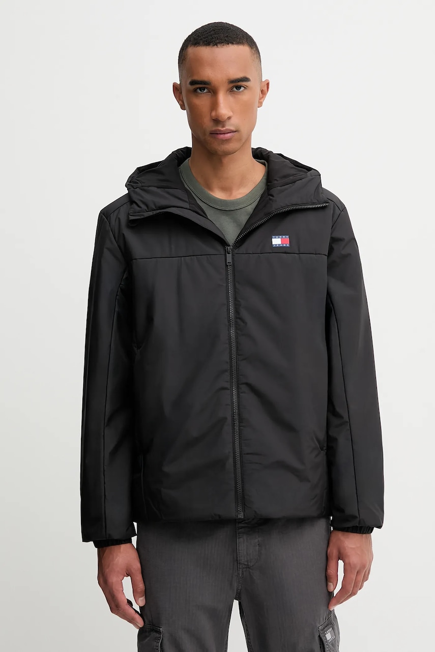 Bunda Tommy Jeans černá barva, přechodná, DM0DM22065