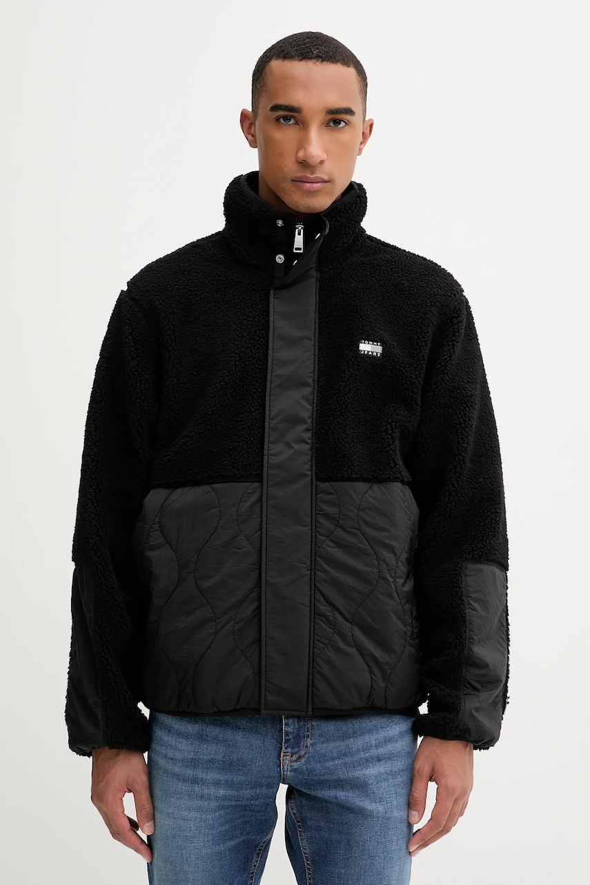 Bunda Tommy Jeans černá barva, přechodná, DM0DM22066