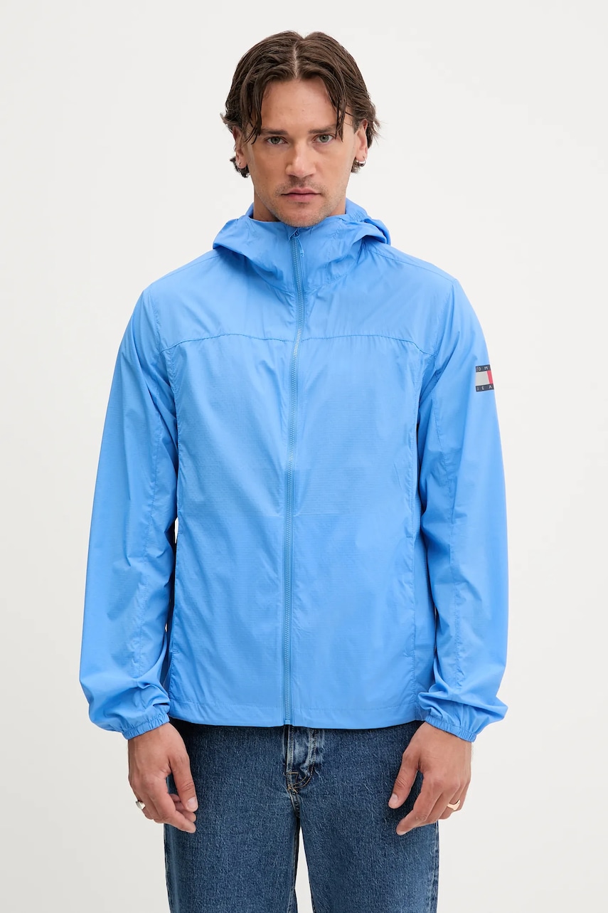 Bunda Tommy Jeans modrá barva, přechodná, DM0DM21669