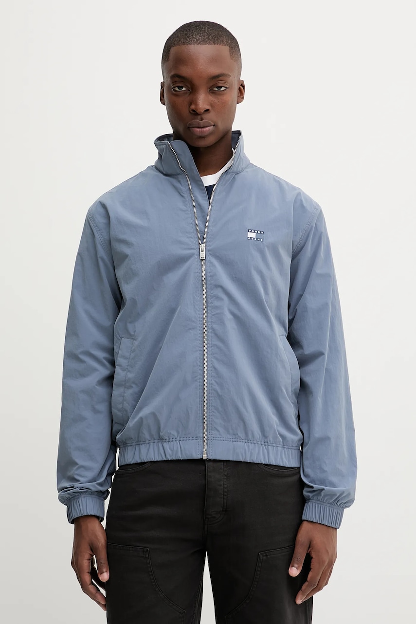 Bunda Tommy Jeans modrá barva, přechodná, DM0DM21929