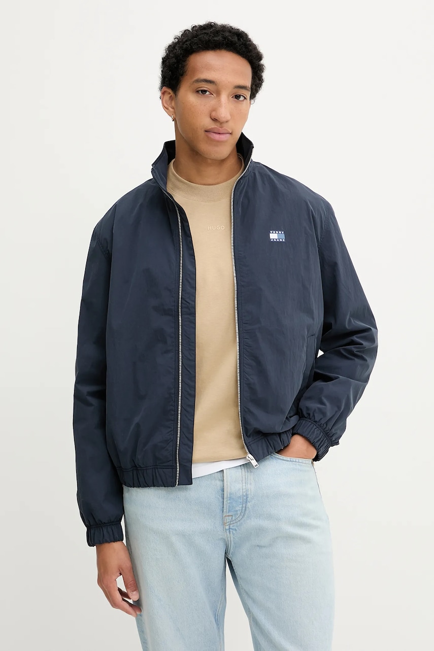 Bunda Tommy Jeans tmavomodrá barva, přechodná, DM0DM21929