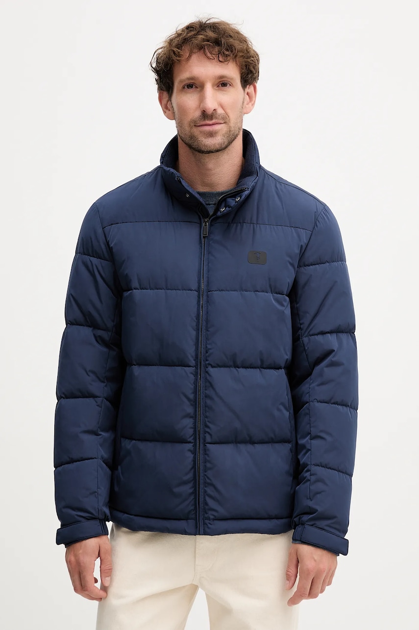 Bunda Trussardi tmavomodrá barva, přechodná, F007M000012N