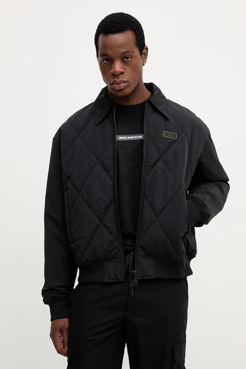 Bunda Versace Jeans Couture černá barva, přechodná, oversize, 79GAS420 CQ12D
