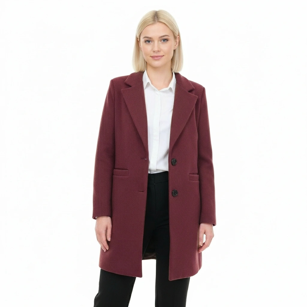 Burgundy Classic Striped Yups Coat