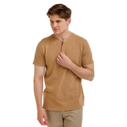Bushman Pánské bavlněné henley tričko Gutu II, camel S