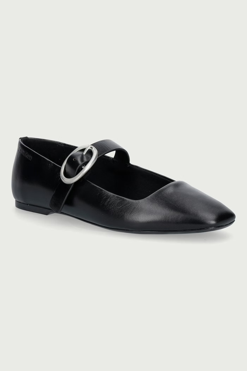Calvin Klein  baleríny kožené SQUARED BALLERINA MJ LTH HDW