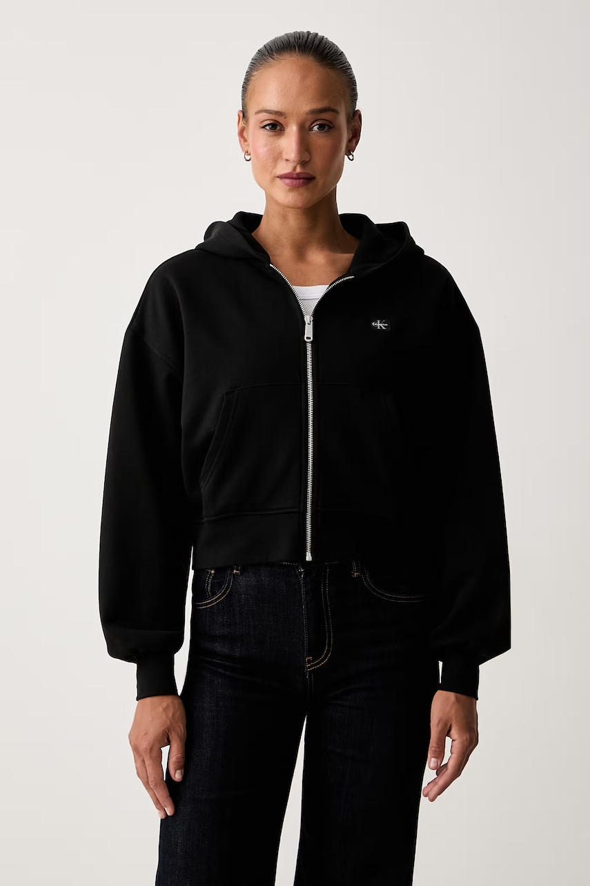 Calvin Klein Jeans  rozepínací mikina s kapucí dámská bavlněná