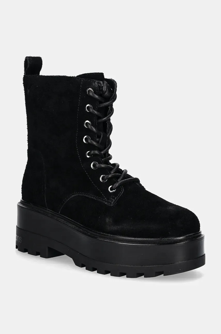 Calvin Klein Jeans  Semišové workery  FLATFORM ZIP LACEUP MG S