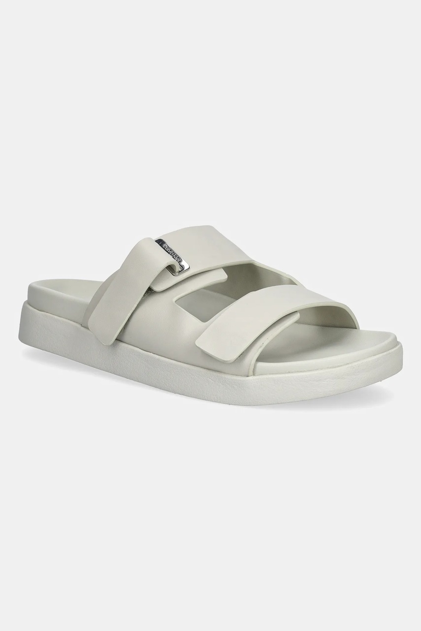 Calvin Klein  Kožené pantofle  FLAT ADJ SLIDE EYELET