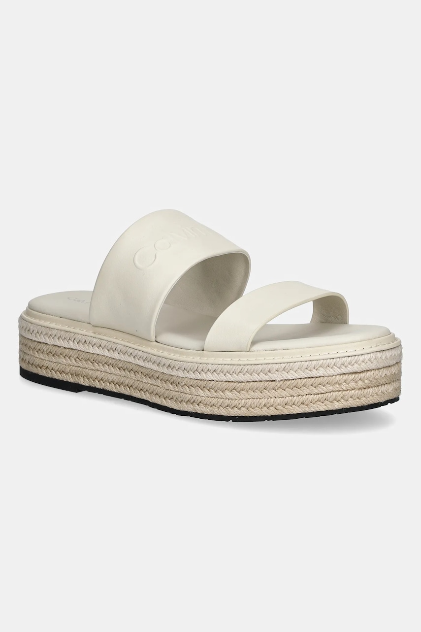 Calvin Klein  Kožené pantofle  FLATFORM WEDGE SLIDE - HE