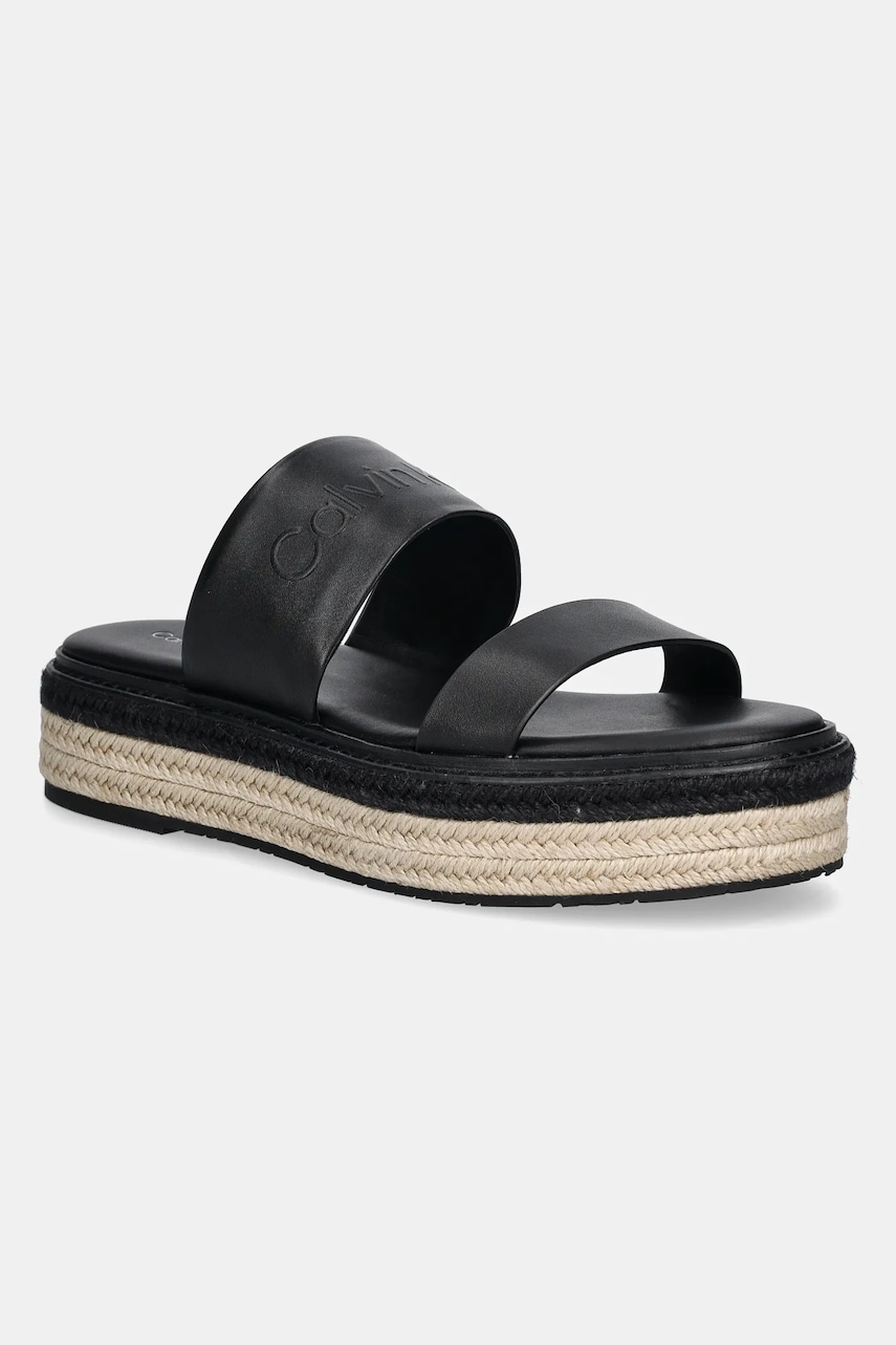 Calvin Klein  Kožené pantofle  FLATFORM WEDGE SLIDE - HE