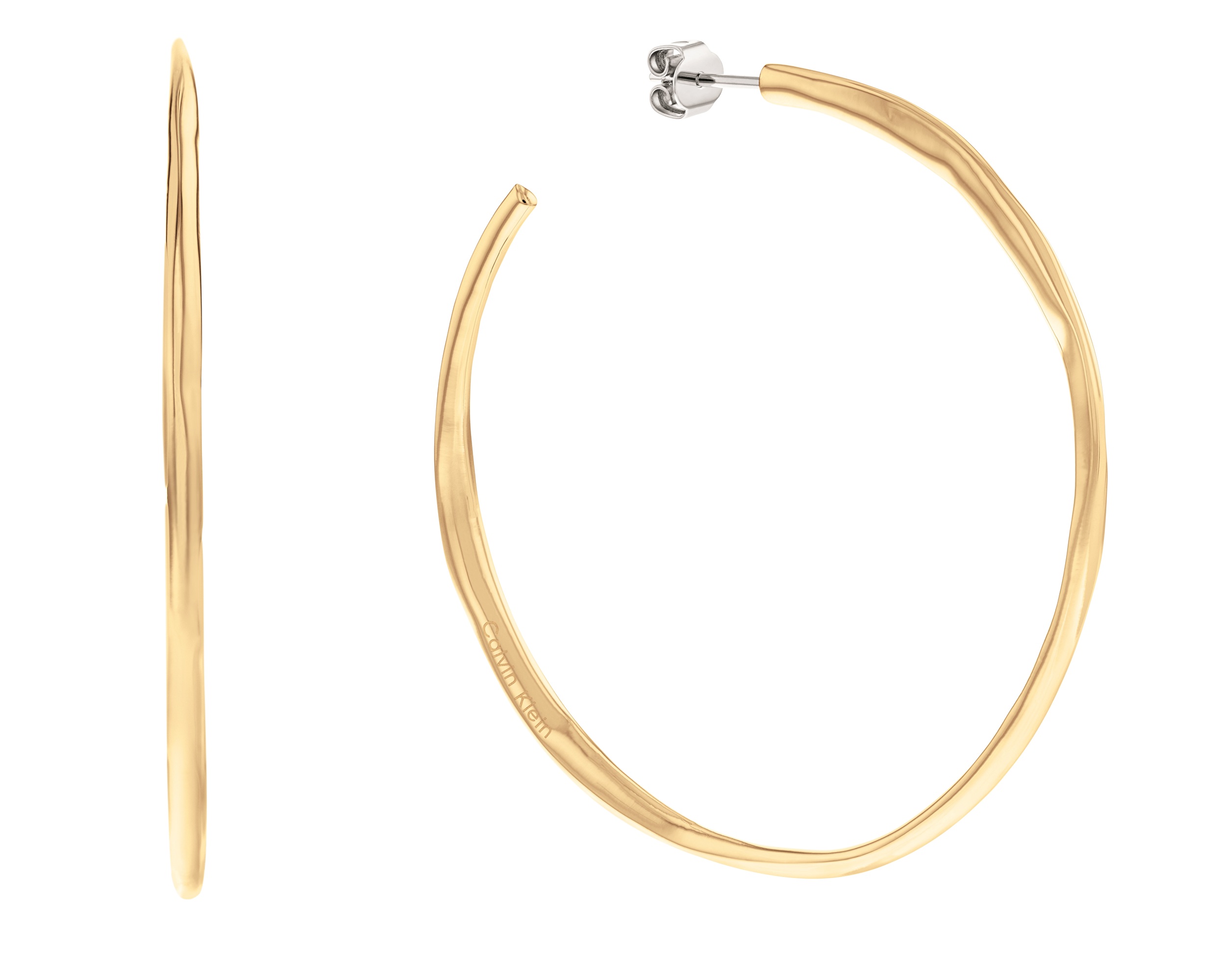 Calvin Klein Kruhové pozlacené náušnice Molten Pebble 35000112