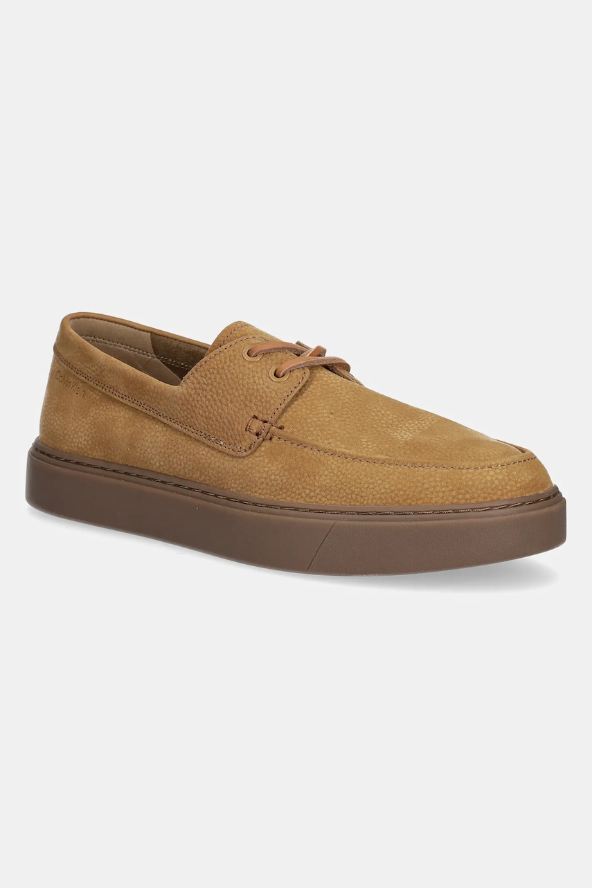Calvin Klein  Nubukové mokasíny  HYBRID LACE UP BOAT NU
