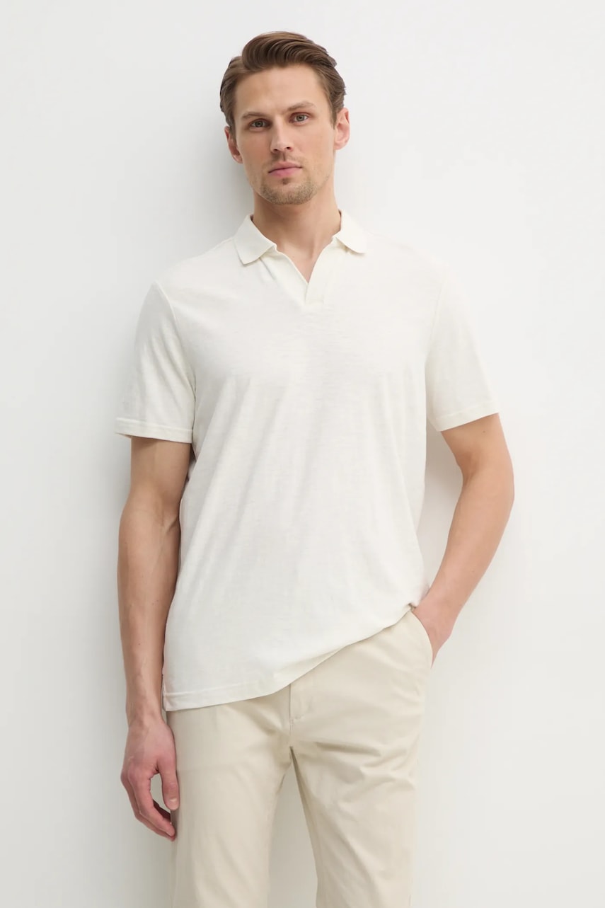 Calvin Klein  Polo tričko s lněnou směsí