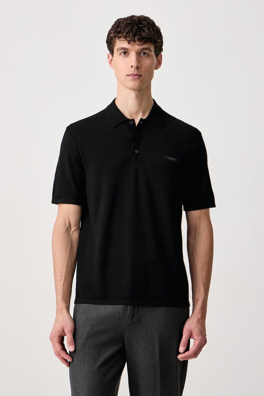 Calvin Klein  svetr s polo límečkem pánský s viskózou