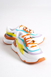 Capone Outfitters Capone Round Toe Double Lace Front White Orange Women's Sports Shoes