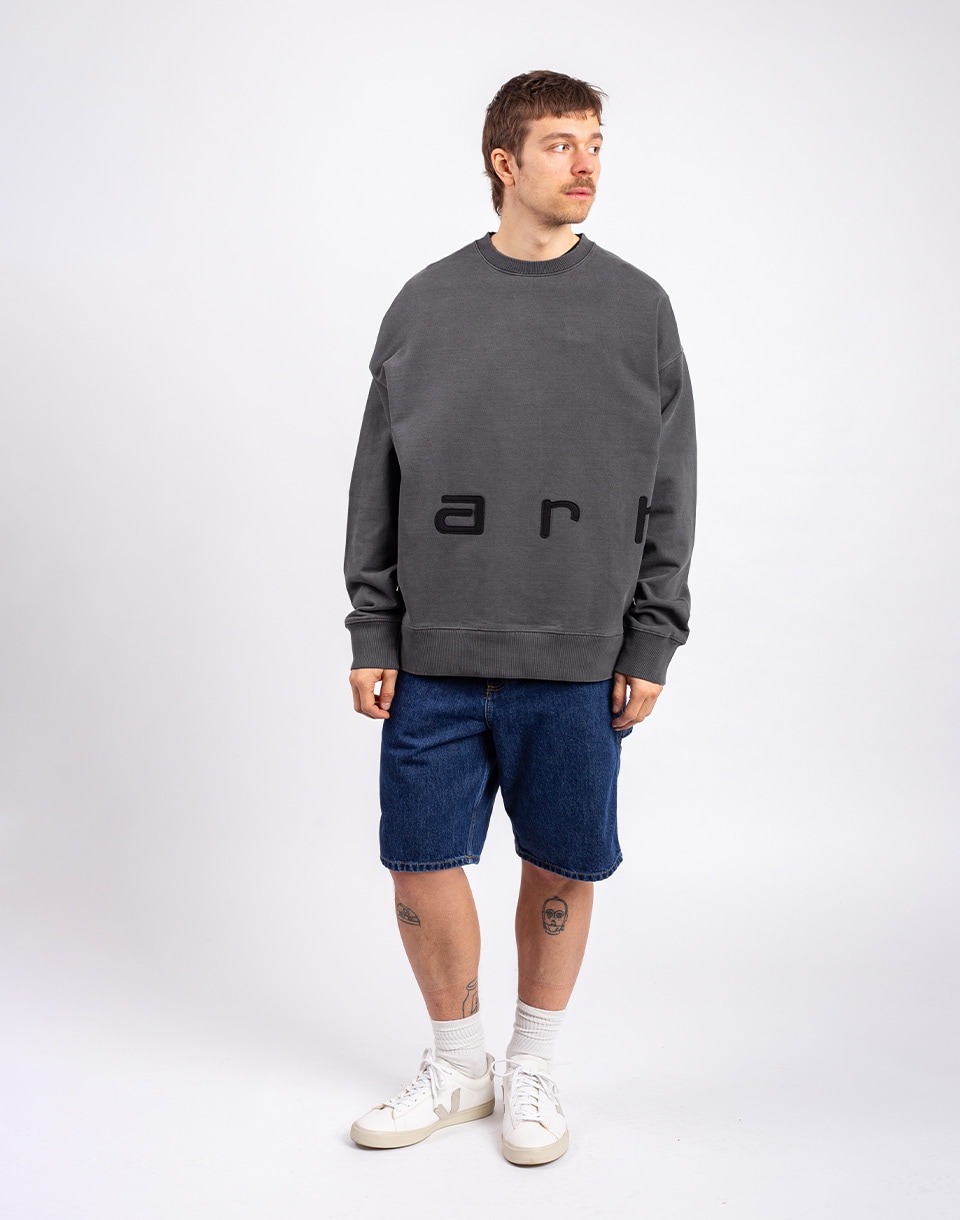 Carhartt WIP Felt Script Sweat Black/Black garment dyed L
