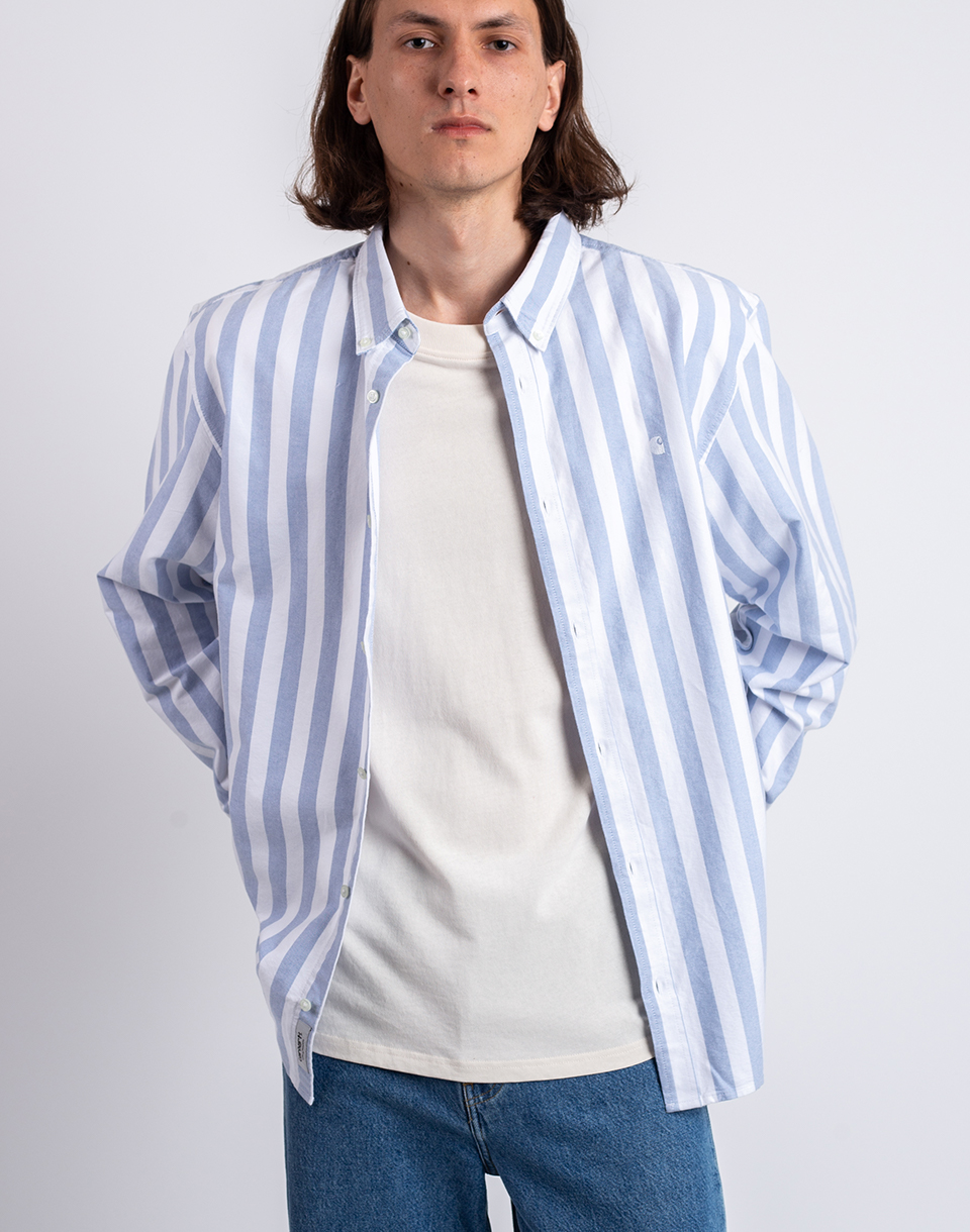 Carhartt WIP L/S Dillion Shirt Dillion Stripe, Bleach/White L