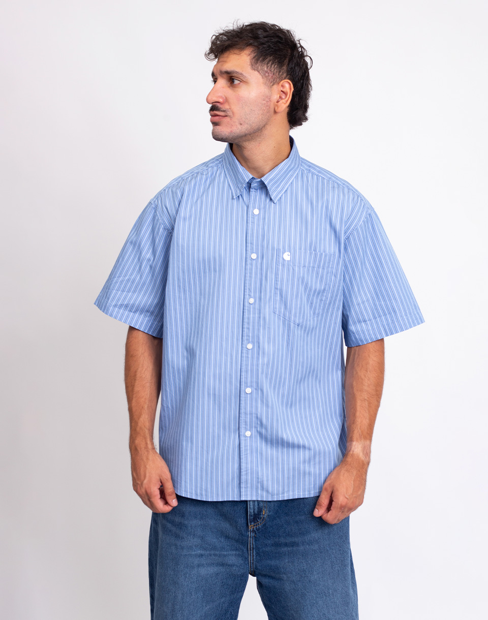 Carhartt WIP S/S Keene Shirt Keene Stripe, Curacao S
