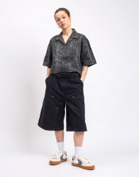 Carhartt WIP W' Snake Nixon Double Knee Short Snake Camo, Black heavy stone wash XS